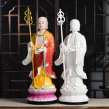 地藏王菩萨像 德化白瓷立莲地藏王佛像摆件地藏佛像陶瓷娑婆三圣