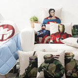 钢铁侠超人绿巨人动漫棉麻抱枕被子两用空调办公午休靠垫被多功能