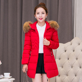 2015韩版新款冬装女式中长款棉衣修身显瘦大毛领羽绒棉服棉外套潮