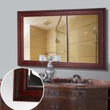 奢华新古典实木开放浴室镜欧式雕花复古卫浴镜美式乡村卫生间镜子
