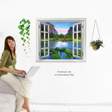 3D立体假窗户墙贴创意家居卧室温馨客厅墙面装饰贴纸田园风景贴画