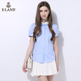 ELAND衣恋16年夏季新品纯色娃娃领短袖衬衫EEBW62401E专柜正品