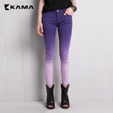 卡玛KAMA 夏季新款女装 时尚水洗渐变修身显瘦休闲裤 7215368