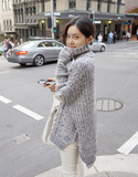 15韩国官网最新款保暖高领麻花纹下摆开叉长袖宽松针织衫毛衣
