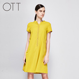 OTT原创设计 2016夏新品  简约A型短袖中长款连衣裙  TT58W4732