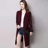 2016春装新款韩版羊毛针织衫开衫女 宽松中长款长袖披肩 毛衣外套