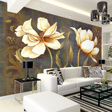 欧式卧室电视背景墙纸壁画 现代简约欧式油画无缝无纺布温馨花卉