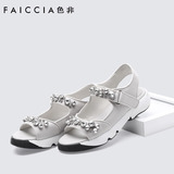 Faiccia/色非预售2016新款夏季平底休闲凉鞋魔术贴露趾女鞋B099