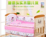 包邮实木儿童松木婴儿宝宝简易组装拼接单双人小床带护栏床垫