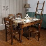 美式风格餐桌椅水曲柳全原实木家具饭桌小鱼地中海家具定做1.5米