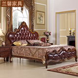 兰馨家具美式家具 欧式床 双人床 欧式实木床1.8米双人床实木雕刻