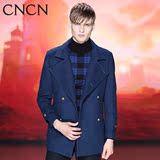 劲霸副牌cncn冬季男士风衣 修身型外套 中长款纯色商务大衣