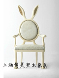 美式欧式实木复古新古典兔耳朵餐椅扶手椅形象椅酒店会所定制