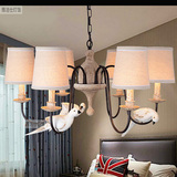 美式小鸟吊灯现代客厅卧室餐厅复古木艺灯北欧式创意个性铁艺吊灯