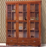 纯实木书柜书架 欧式书柜  纯木质香樟木书柜 欧式实木书架储物柜