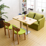 热卖小户型沙发桌椅组合果绿实木椅甜品奶茶店桌子西餐桌四人饭桌