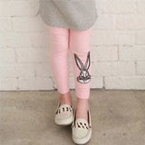韩国童装非代购春夏亲子装母女韩版女童卡通兔纯色打底裤儿童长裤