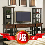 欧式新款艺术原木铁艺组装柜客厅组合墙实木电视机柜现代简约复古