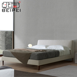 北培布艺床可拆洗 简约现代双人床1.8米  小户型布床北欧床婚床