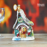 可爱小狗的房子镂空陶瓷蜡烛台摆设欧美装饰摆件手绘创意家居礼品