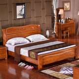 实木床双人床 1.5米1.8米泰国橡胶木床 现代中式高箱储物床1309#