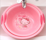 韩国进口HelloKitty凯蒂猫塑料盆洗脸盆面盆椭圆粉色新款塑料盆