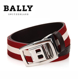 正品代购 巴利BALLY男士帆布腰带BALDEK-35.TL/301 红白B字扣皮带