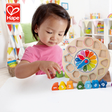 德国hape积木时钟 木钟模型 2岁儿童玩具 男宝宝益智早教女孩礼物