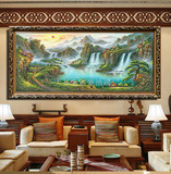 经典《两只小鹿风水聚宝盆》客厅酒店会所餐厅装饰挂画手绘油画。