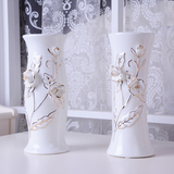 手工描金白色陶瓷花瓶餐桌摆件简约现代工艺礼品摆设家居饰品装饰