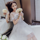 伴娘服短款2016夏季新款韩式灰色伴娘团姐妹裙婚礼显瘦宴会小礼服