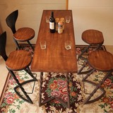 美式铁艺餐桌椅咖啡桌实木休闲吧台桌椅酒吧桌椅吧凳高脚桌椅组合