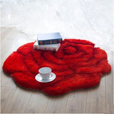 大红色韩国丝3D立体玫瑰花朵地毯地垫门厅茶几床边毯结婚庆脚垫子