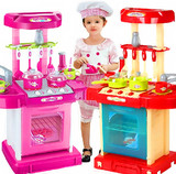儿童仿真餐具厨具组合男女孩做饭过家家玩具手提箱 厨房灶台套装