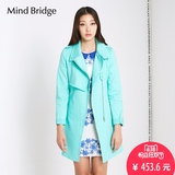 Mind Bridge百家好专柜女韩版修身糖果色长风衣外套MOCA221A