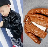 2015冬季新款儿童装男童加绒加厚皮衣外套韩版小童宝宝男孩pu夹克