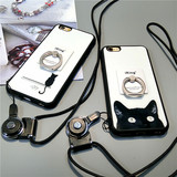 日韩Iphone6splus硅胶套带指环挂绳5.5 苹果6手机壳4.7支架闺蜜5s