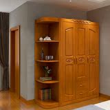现代卧室家具中式实木衣柜3门 推拉门储物柜组装木质转角柜大衣橱