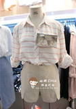 韩国东大门正品代购2016初夏系列太阳的后裔宋慧乔同款条纹衬衫
