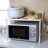 宜家厨房微波炉置物架铁艺白色加厚2层电饭煲收纳架双层烤箱架子