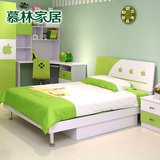 儿童家具儿童床苹果绿色1.2米1.5米单人床小孩床青少年组合四件套