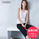 Amii吊带背心女夏 2016新款修身显瘦韩版外穿 棉质纯色圆领打底