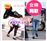 韓國代購學生鞋學院風女布洛克鞋小皮鞋英倫真皮女鞋複古平跟單鞋
