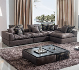 品牌沙发棉麻羽绒可拆洗布艺沙发 转角L型组合沙发大户型客厅沙发