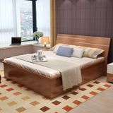 热卖原木系列新款现代简约板式床实木贴皮双人床高箱床储物床卧室