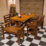 北欧现代简约餐桌美式复古实木餐桌椅组合咖啡茶餐厅家用桌椅茶几
