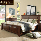 卡琳达 美式乡村实木床1.5米1.8简约双人欧式床复古卧室婚床家具