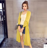 2016夏新款韩版大码女装修身显瘦针织开衫中长款长袖薄款防晒衣潮