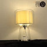 摩爵床头灯温馨创意北欧装饰现代简约卧室灯具 白色玻璃布艺台灯