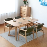 北欧日式餐桌椅组合纯实木白橡木长餐桌椅 现代简约宜家原木桌